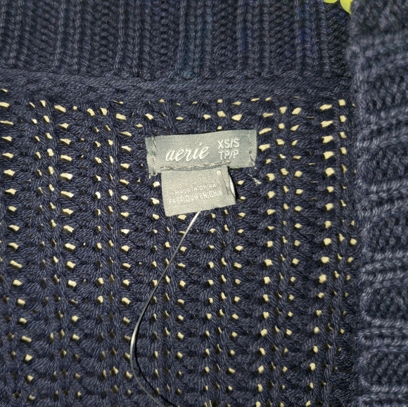 NWT Women's Aerie Cozy Oversized Bonfire Open Cardigan Sweater - Navy Blue - Picture 4 of 6